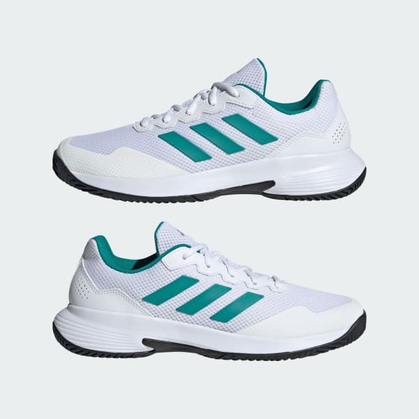Sizing アディダス ゲームコート 2.0 テニスシューズ クラウドホワイト/ピュアティール/コアブラック JP7722