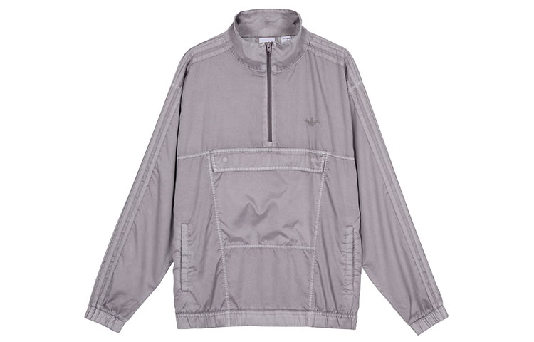 adidas Garment Dyed Trefoil G Wash Half-Zip Logo Track Jacket Grey Unisex GL9902