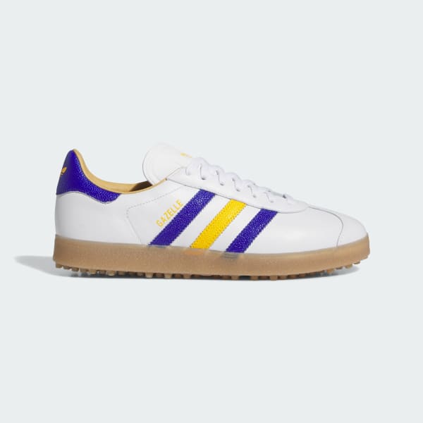 Adidas Gazel Leather Spikeless Golf Shoes Cloud White/Lucid Blue/Crew Yellow JR6700