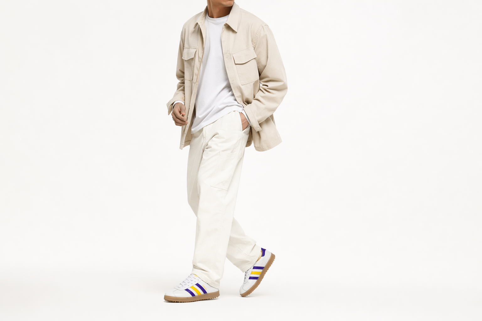 Order Adidas Gazelle Leder Golfschuhe Spikeless Cloud White/Lucid Blue/Crew Yellow JR6700