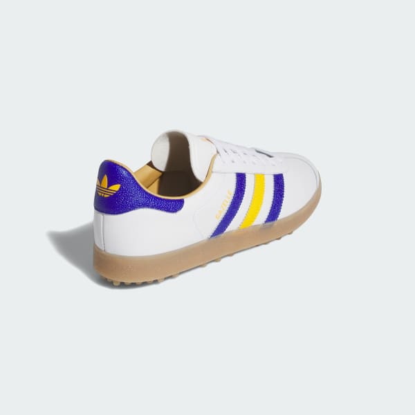 Details for Adidas Gazelle Leder Golfschuhe Spikeless Cloud White/Lucid Blue/Crew Yellow JR6700
