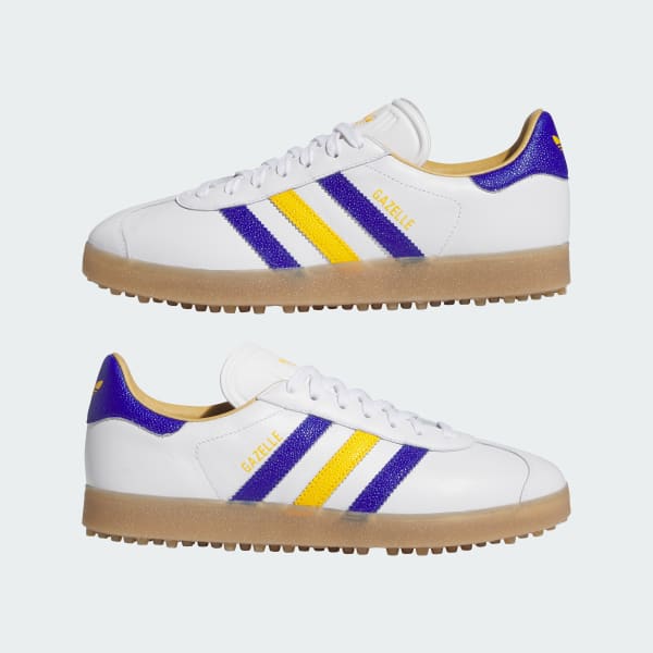 Cheap Adidas Gazelle Leder Golfschuhe Spikeless Cloud White/Lucid Blue/Crew Yellow JR6700