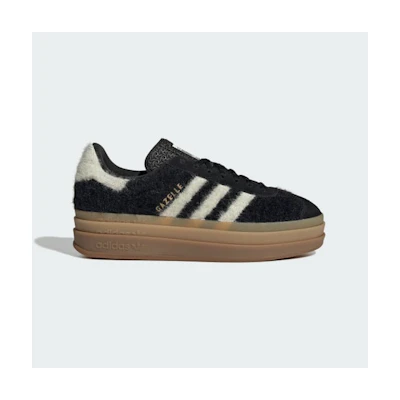 (W) Adidas Gazelle Bold Shoes Core Black/Cream White/Gold Metallic