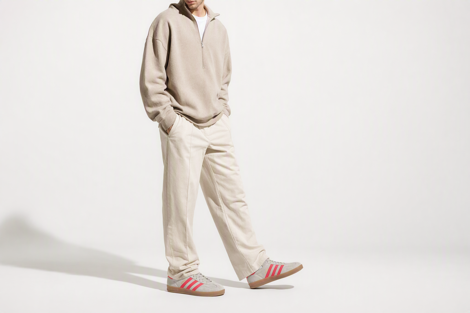 Order Adidas Gazelle Indoor Shoes Beige/Lucid Red/Cloud White JR3840