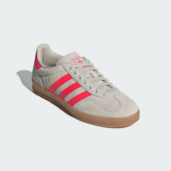 Details for Adidas Gazelle Indoor Shoes Beige/Lucid Red/Cloud White JR3840