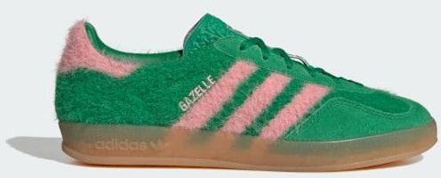 (Women) Adidas Gazelle Indoor Sneakers Green/Glow Pink/Gum JP8342 (Women) Adidas Gazelle Indoor Sneakers Green/Glow Pink/Gum JP8342