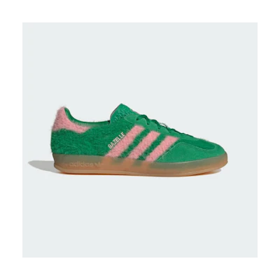 (W) Adidas Gazelle Indoor Sneakers Green/Glow Pink/Gum
