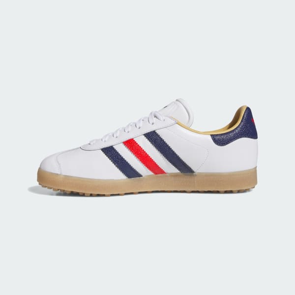 Sizing Adidas Gazelle Leather Spikeless Golf Shoes Cloud White/Dark Blue/Red JP7705