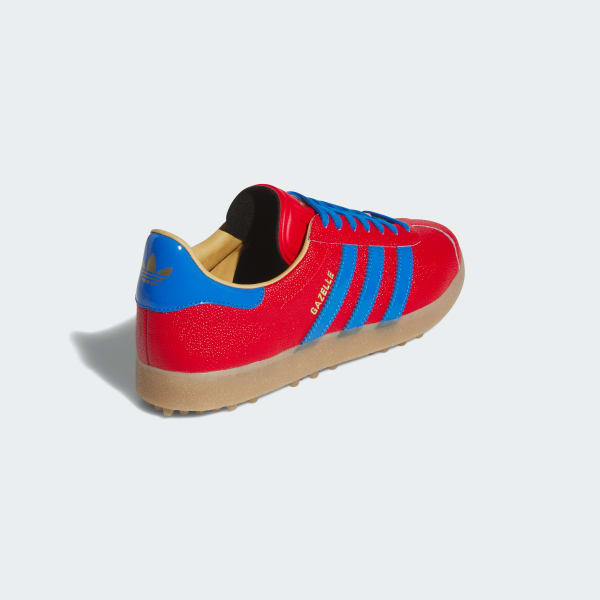 Details for Adidas Gazelle Lux Spikeless Golf Shoes Better Scarlet/Blue Bird/Gum JQ7720