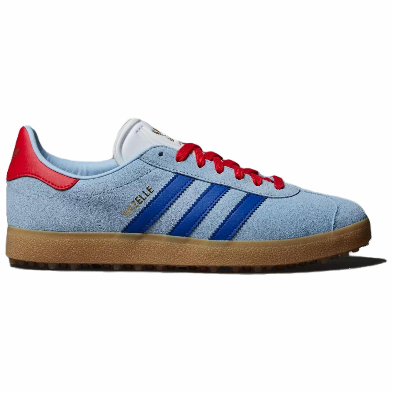 Lookbook 阿迪达斯 Gazelle 无领钉高尔夫鞋『蔚蓝红』 IH8553