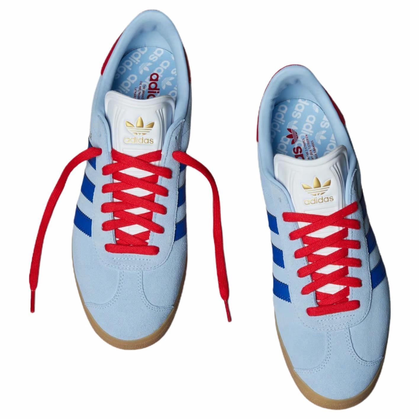 Shop 阿迪达斯 Gazelle 无领钉高尔夫鞋『蔚蓝红』 IH8553