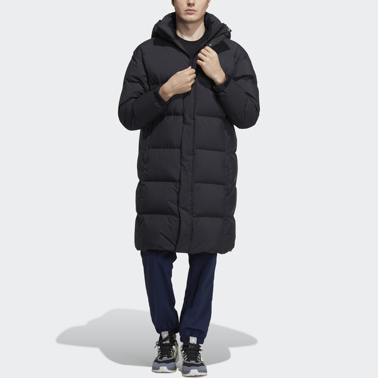 Lookbook adidas GD Puffy Long Down Hooded Coat Winter Black Unisex Warm Jacket H23084