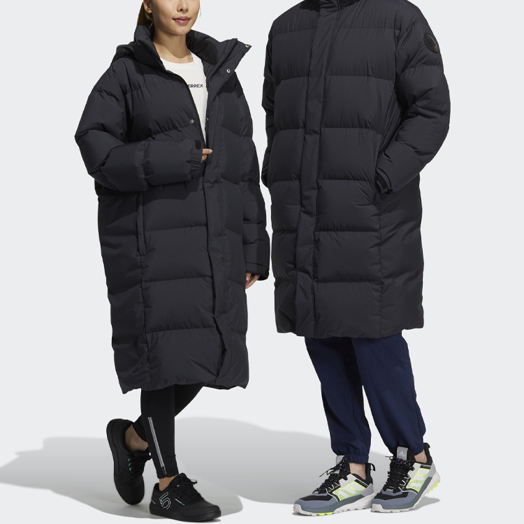 Details for adidas GD Puffy Long Down Hooded Coat Winter Black Unisex Warm Jacket H23084