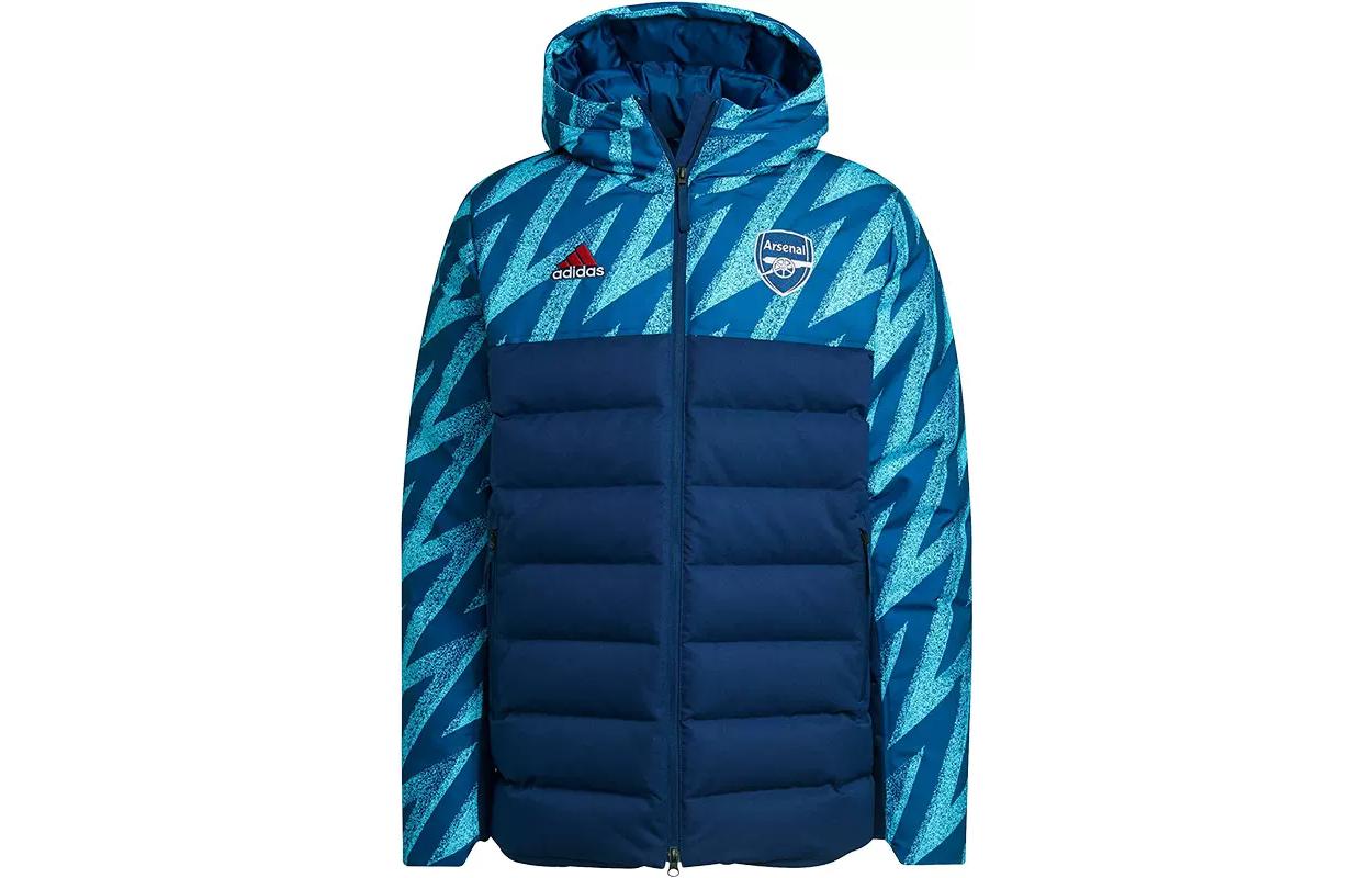 Order adidas Jaket Puffer Hoodie Warna Biru Motif Geometris GR4230