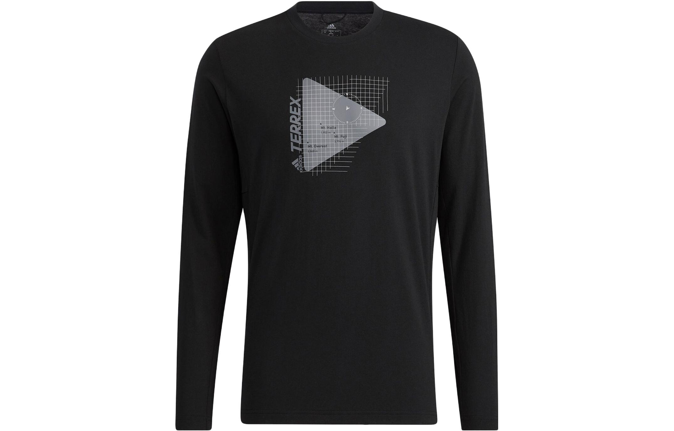adidas Geometric Print Crewneck Pullover Sweatshirt Men’s Black H13838