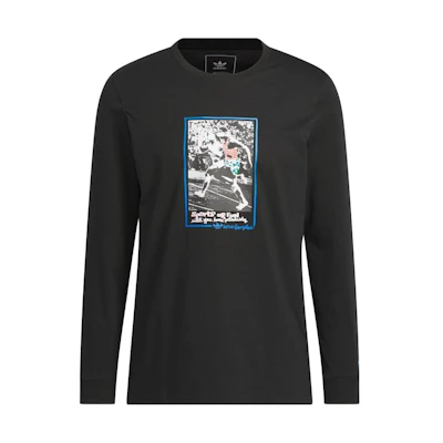 adidas Geometric Print Oversized Crewneck Long Sleeve Sweatshirt Unisex Black HS3048