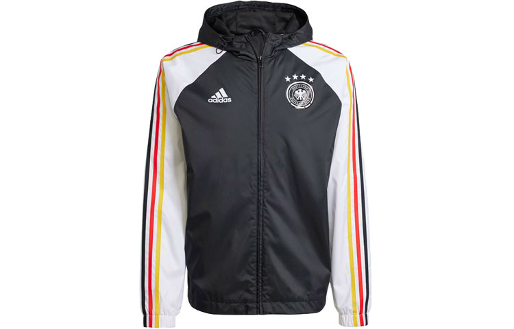 adidas Germany DNA Striped Colorblock Windbreaker Jacket Black Male IU2086