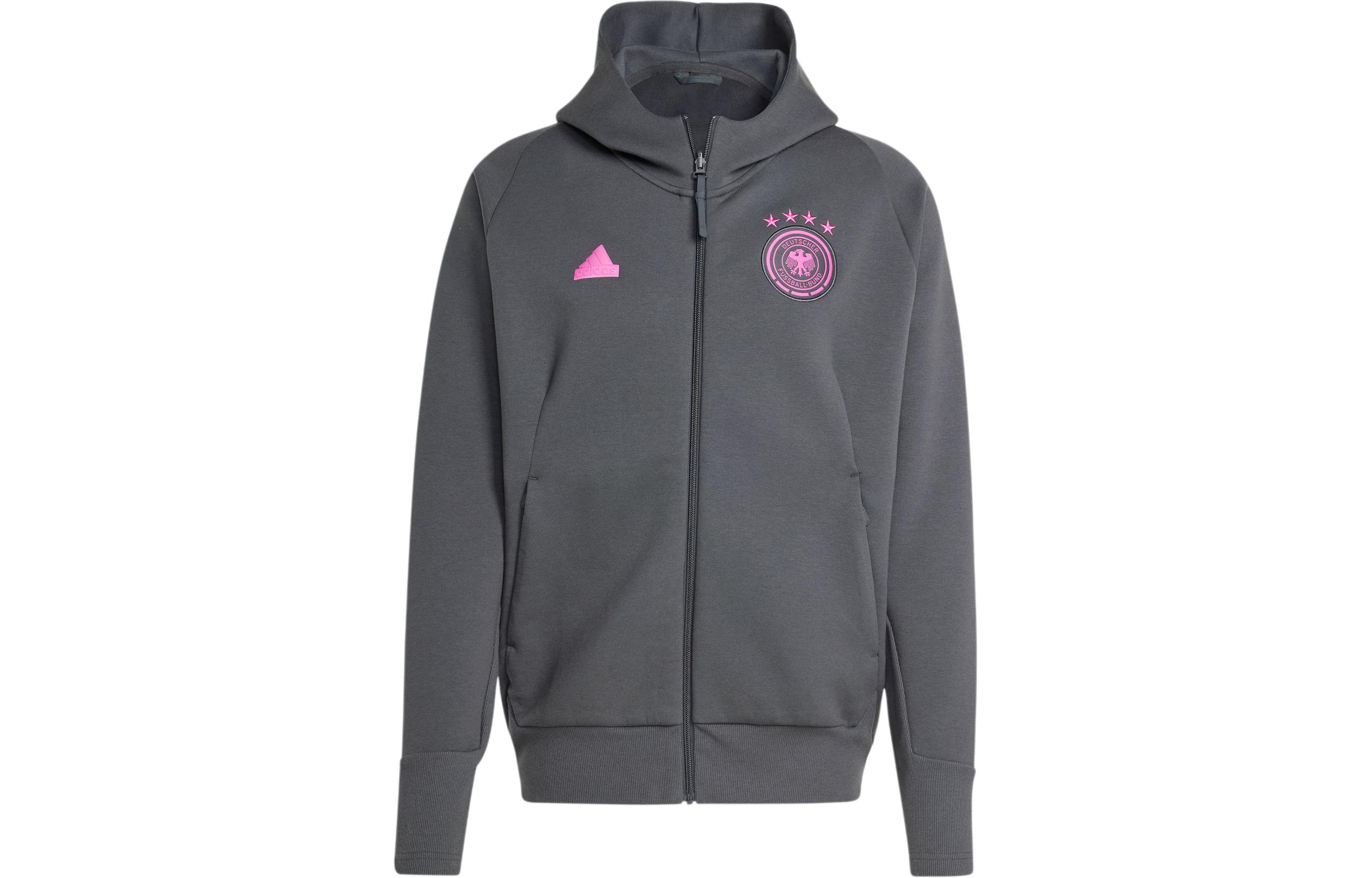 adidas Germany Travel Full-Zip Hoodie Carbon Black Football Jacket IU2096