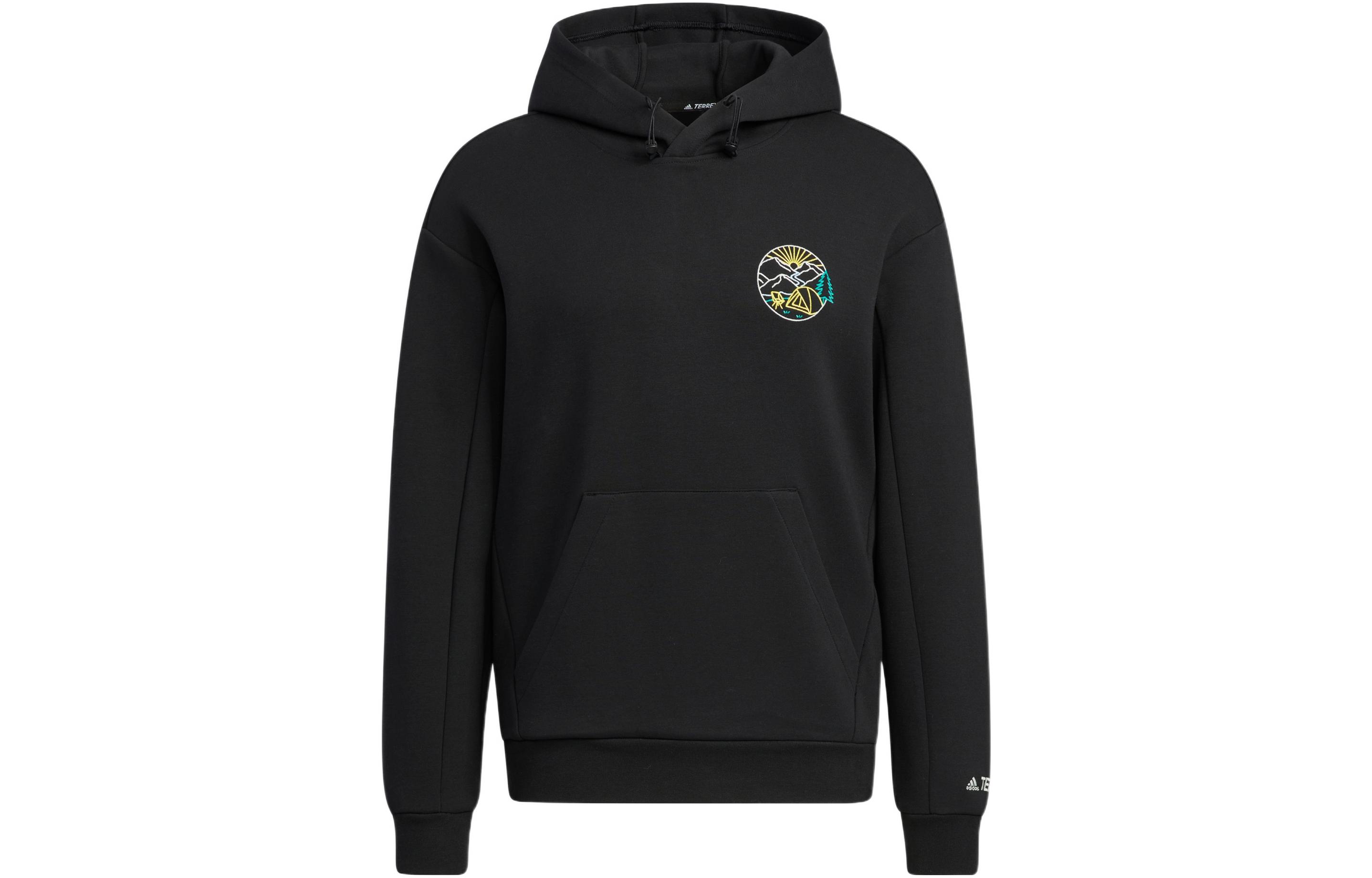 adidas Gfx Hoodie Black Abstract Graphic Kangaroo Pocket Unisex Sweatshirt HN2018