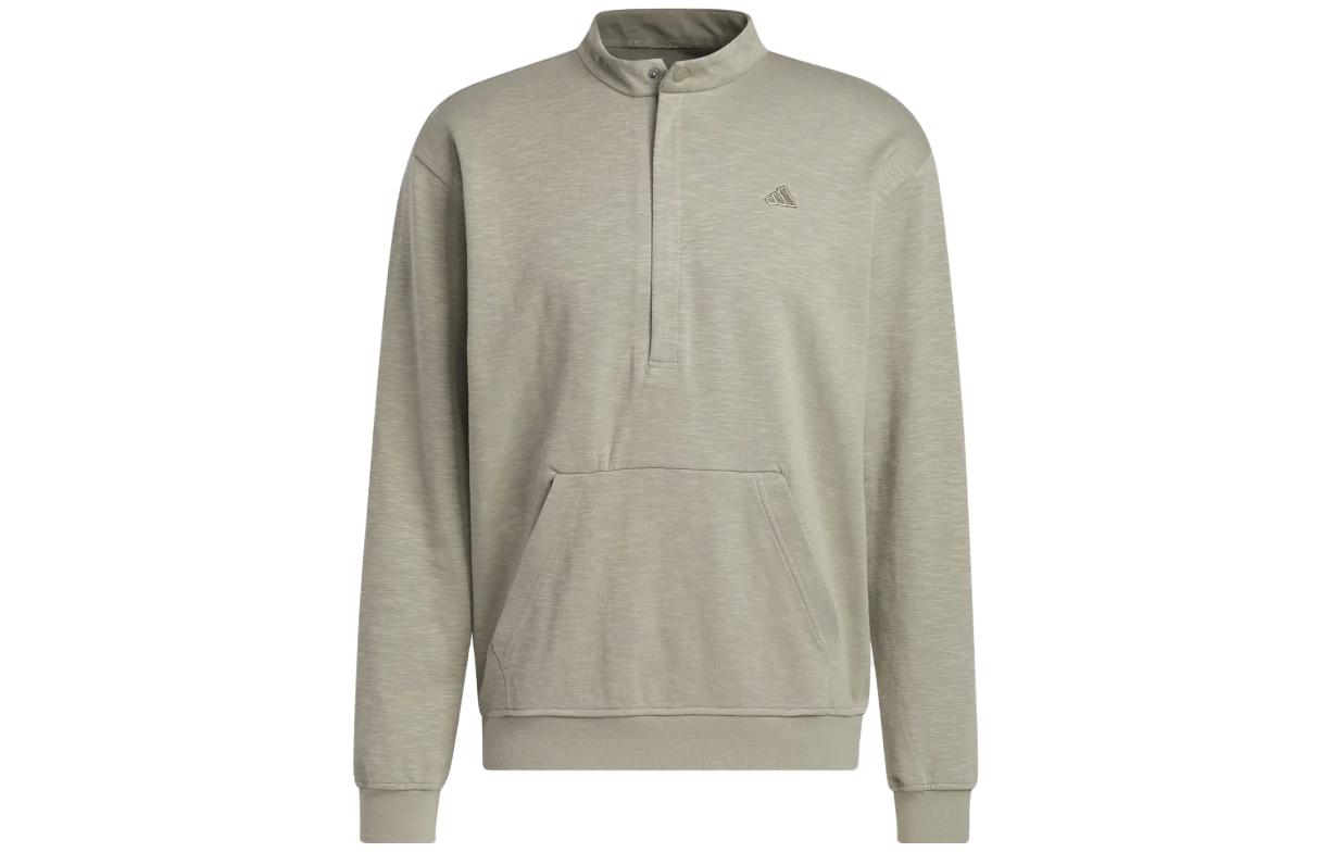 adidas Go-To 1/2-Zip Pullover Gray Loose-Fit Sweatshirt with Logo HS7596