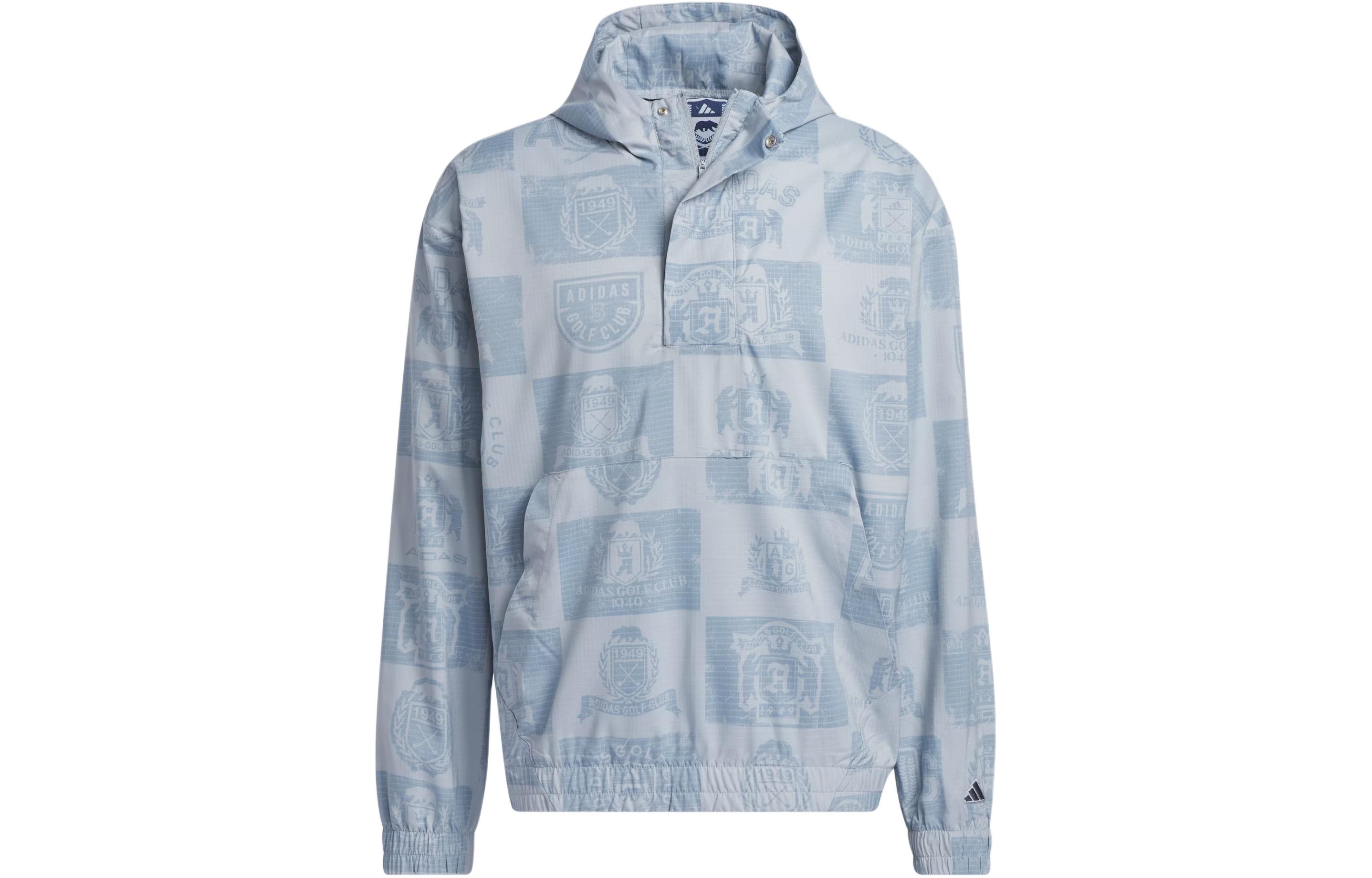 adidas Go-To Anorak Golf Pullover Jacket Navy Blue Full-Print Half-Zip IS1052