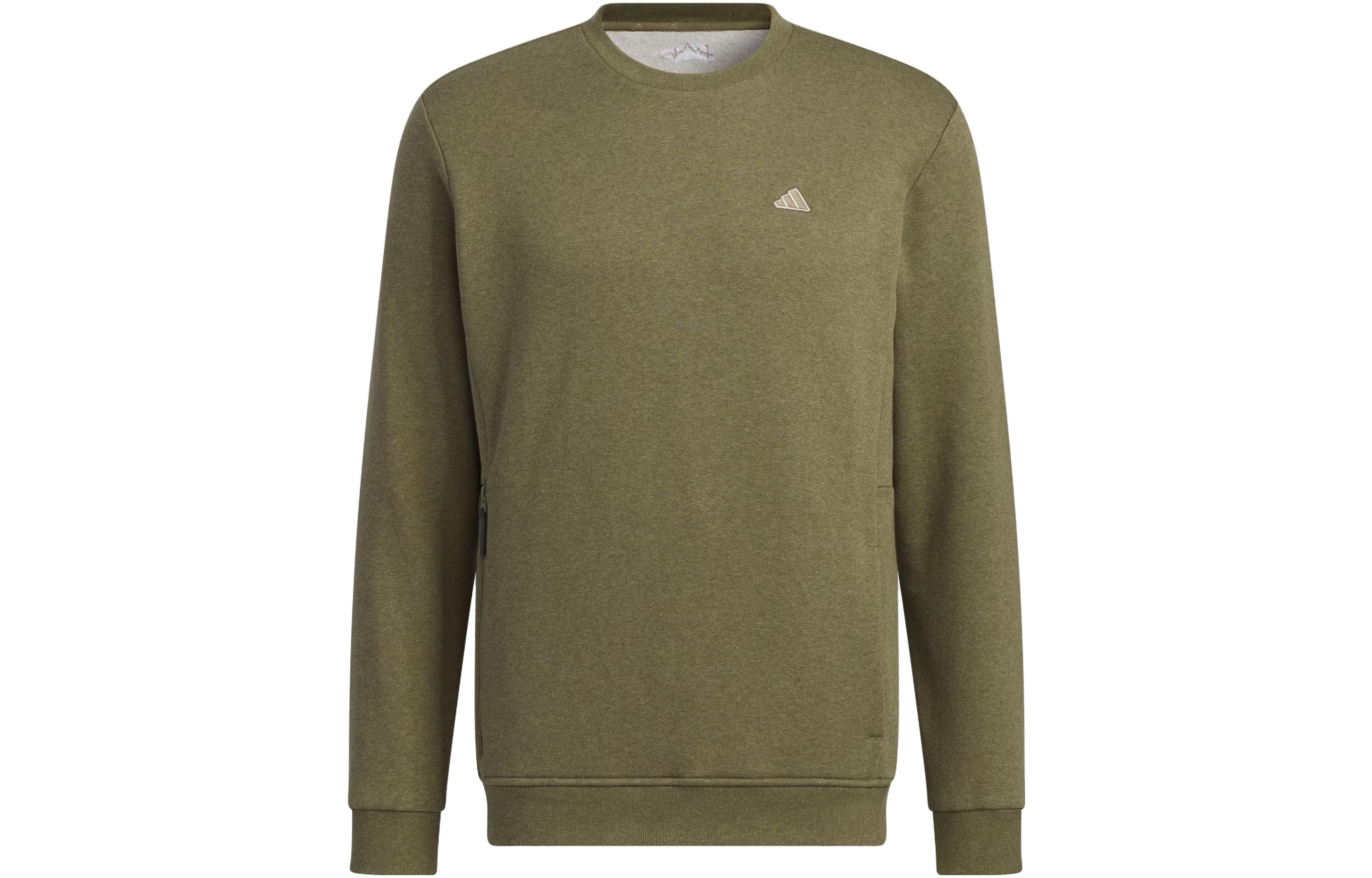 adidas Go-To Crewneck Golf Sweatshirt Olive Green Long Sleeve Pullover IA2944
