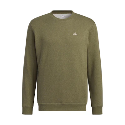 adidas Go-To Crewneck Golf Sweatshirt Olive Green Long Sleeve Pullover IA2944