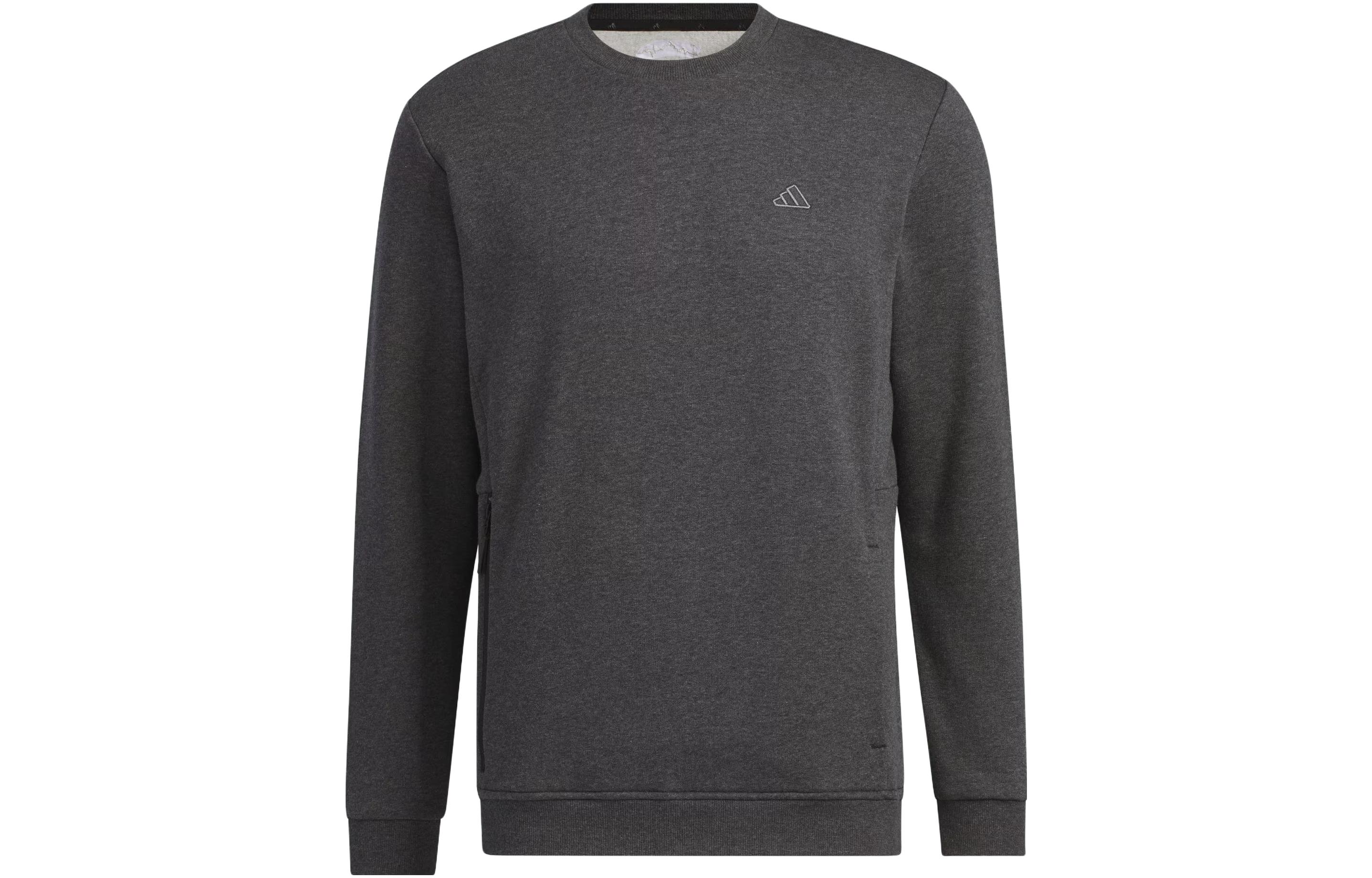 adidas Go-To Crewneck Sweatshirt Golf Logo Metallic Black Long Sleeve IA2609