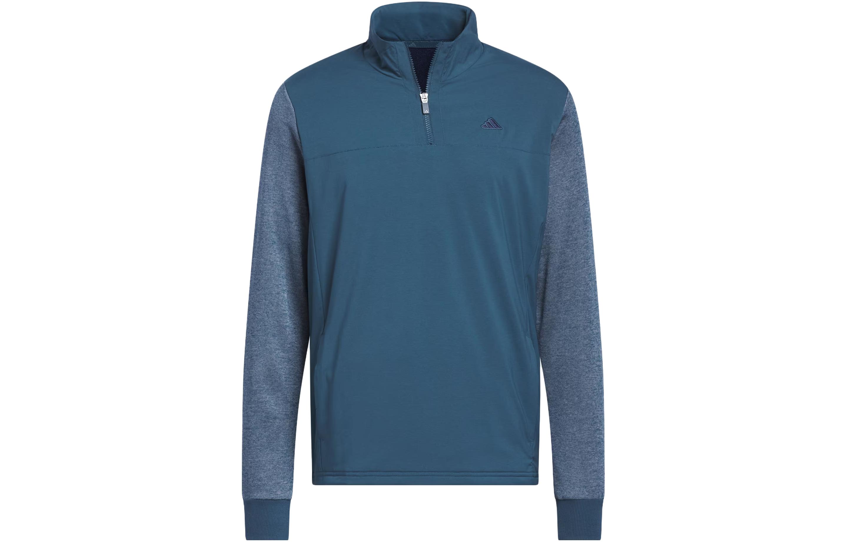 adidas GO-TO Quarter-Zip Golf Jacket Retro Logo Ocean Blue IB2005