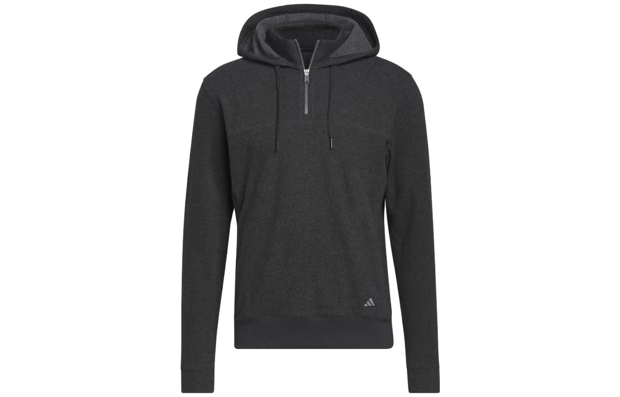 adidas Go-To Quarter-Zip Hoodie Black Long-Sleeve Pullover with Logo II7845