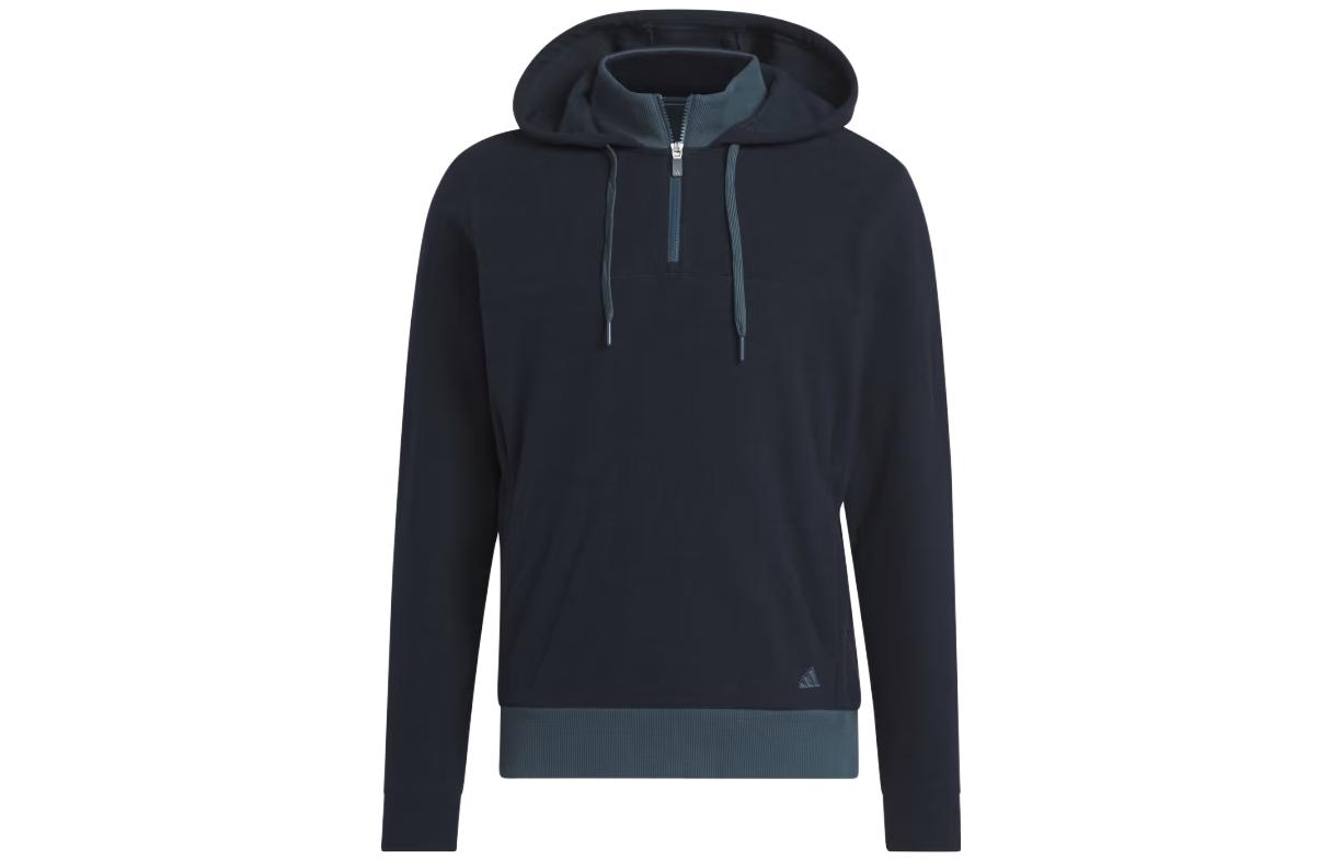 adidas Go-To Quarter-Zip Hoodie Solid Logo Long-Sleeve Navy Blue IT8336
