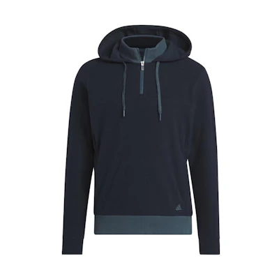 adidas Go-To Quarter-Zip Hoodie Solid Logo Long-Sleeve Navy Blue IT8336