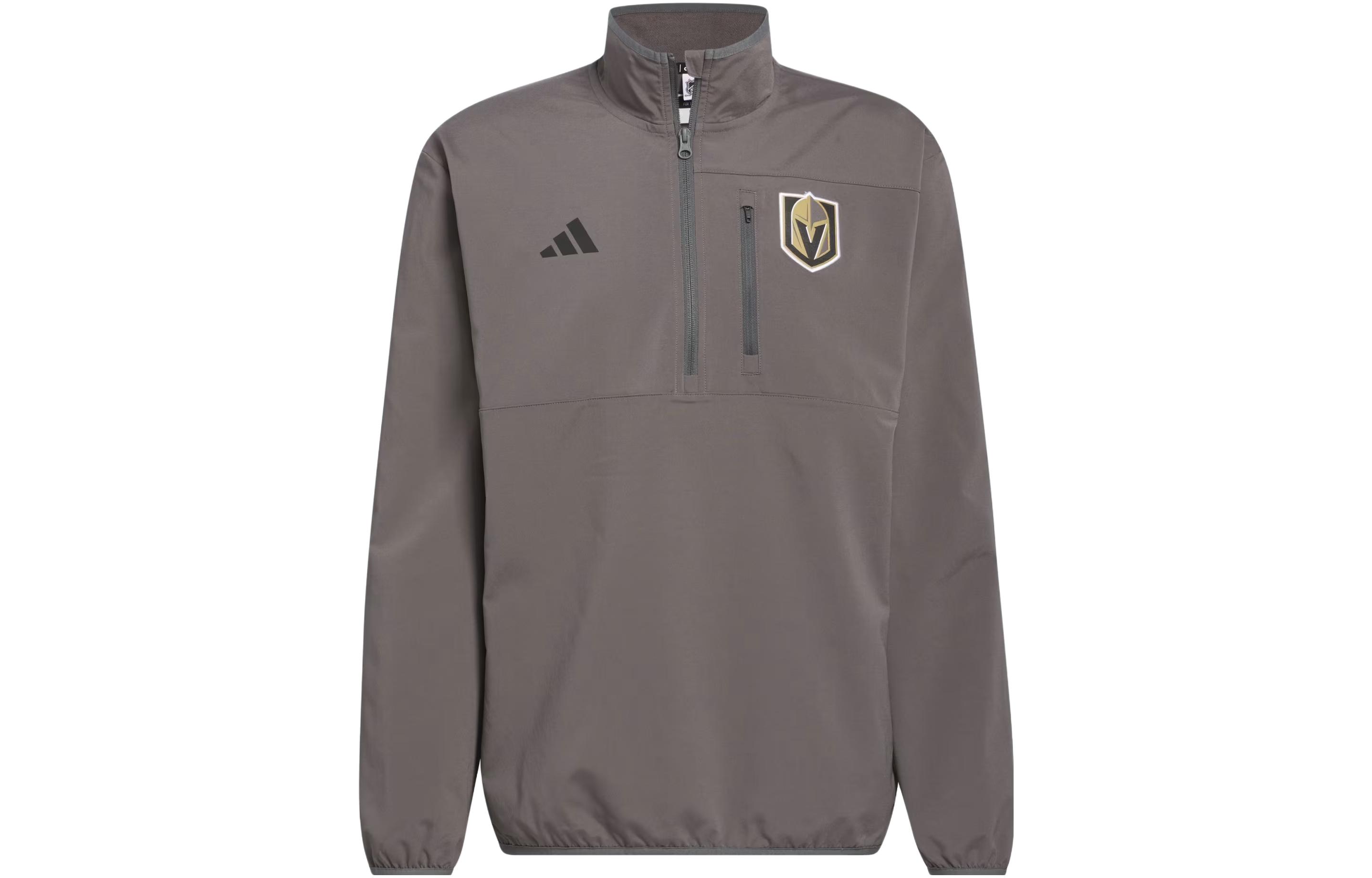 adidas Golden Knights Fleece Hockey Jacket Storm Brown Quarter-Zip Top IP5814