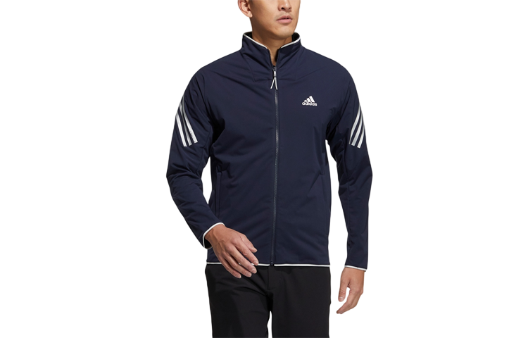 adidas Golf Jacket with Logo Stripes Zip-Up - Legend Ink Blue GT3437
