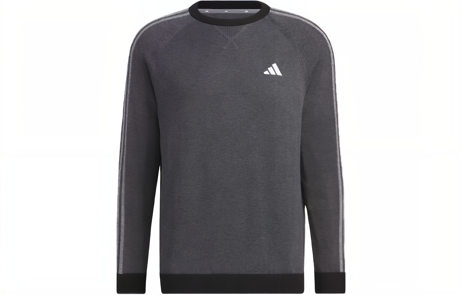 adidas Golf Retro Three-Stripes Crewneck Long Sleeve Pullover - Black HY0965
