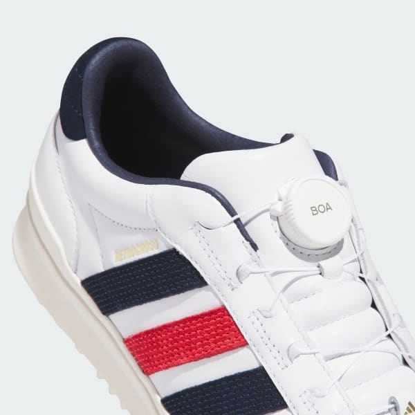 Sizing Adidas Golf RetroCross Gripmore Boa Sin Tacos Blanco/Navy/Rojo Lucido zapatillas HP3717