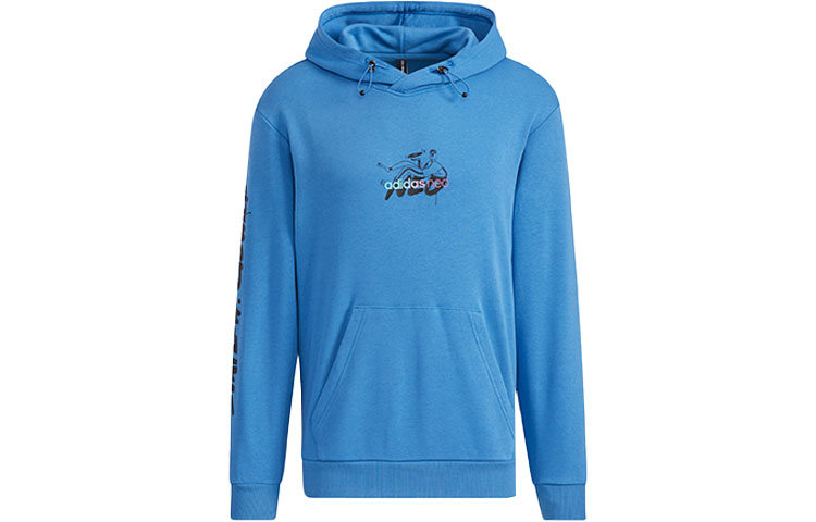 adidas Graffiti Logo Print Hoodie Blue HH8981