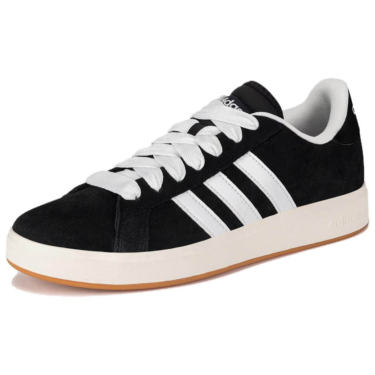 adidas Grand Court Base 00s Suede Low-Top Sneakers Black White IH6184