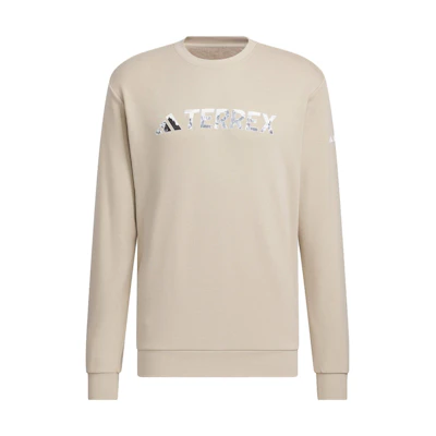 adidas Graphic Crew Sweatshirt Alphabet Print Beige Pullover for Men IT8844