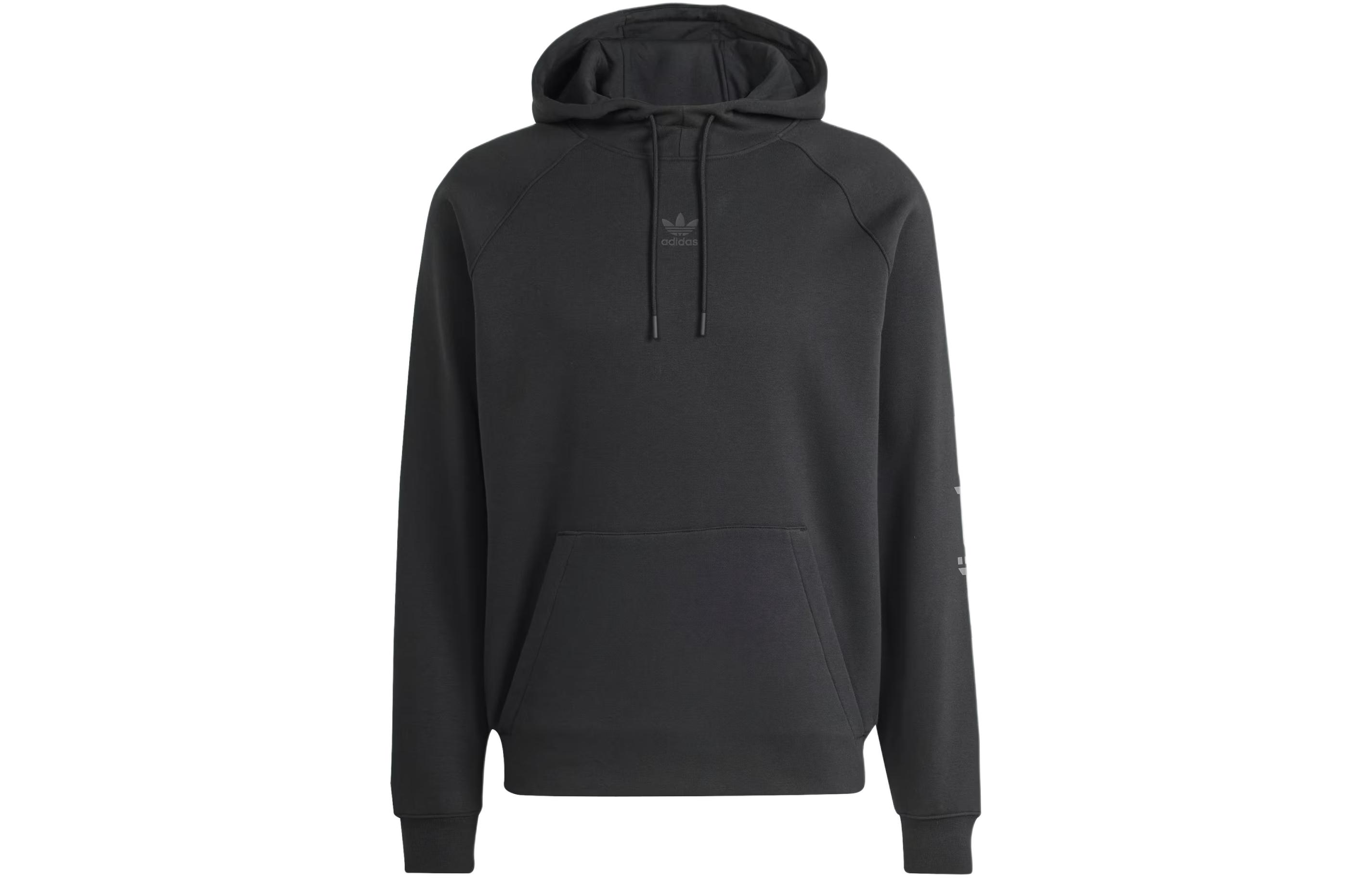 adidas Graphic Hoodie Black Fleece Letter Print Pullover IR9435