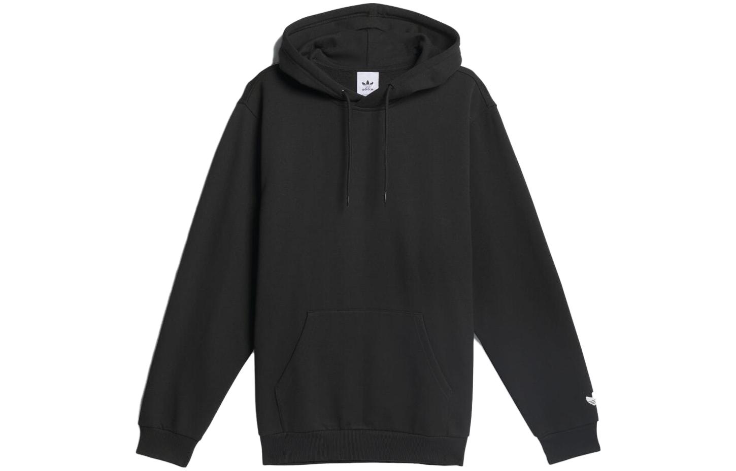 adidas Graphic Print Black Hoodie Pullover with Drawstring IU0086