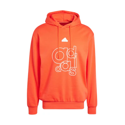 adidas Graphic Print Fleece Hoodie Orange Letter Logo Pullover Sweatshirt IS1991