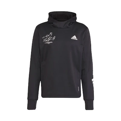 adidas Graphic Print Running Pullover Hoodie Black H56313