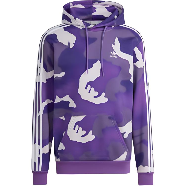 adidas Graphics Camo Allover Print Hoodie Active Purple Casual Sweatshirt HZ1159