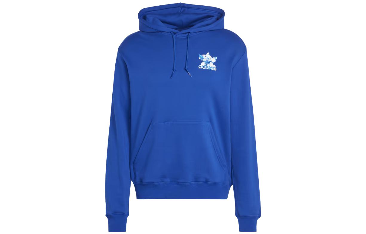adidas Graphics Cloudy Trefoil Hoodie Blue Printed Long Sleeve Pullover IL5156