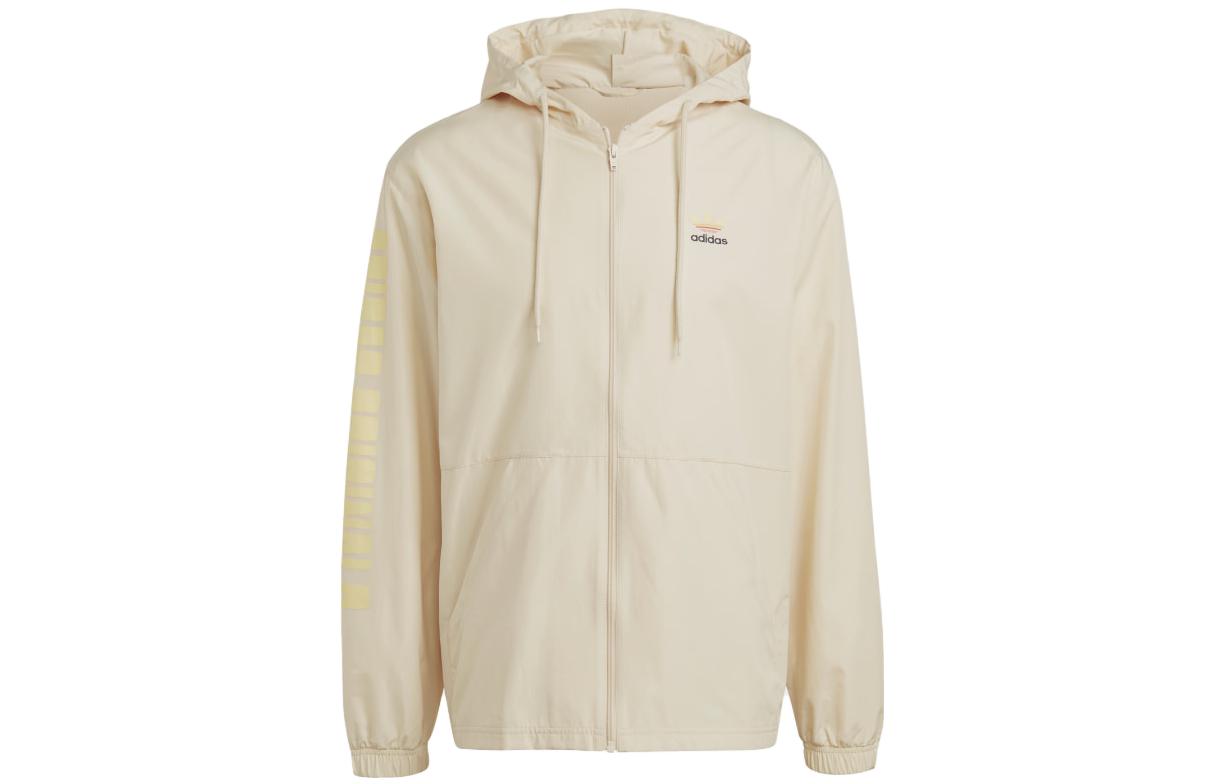 adidas Graphics Planet Letter Logo Print Hoodie Jacket Beige IC8867