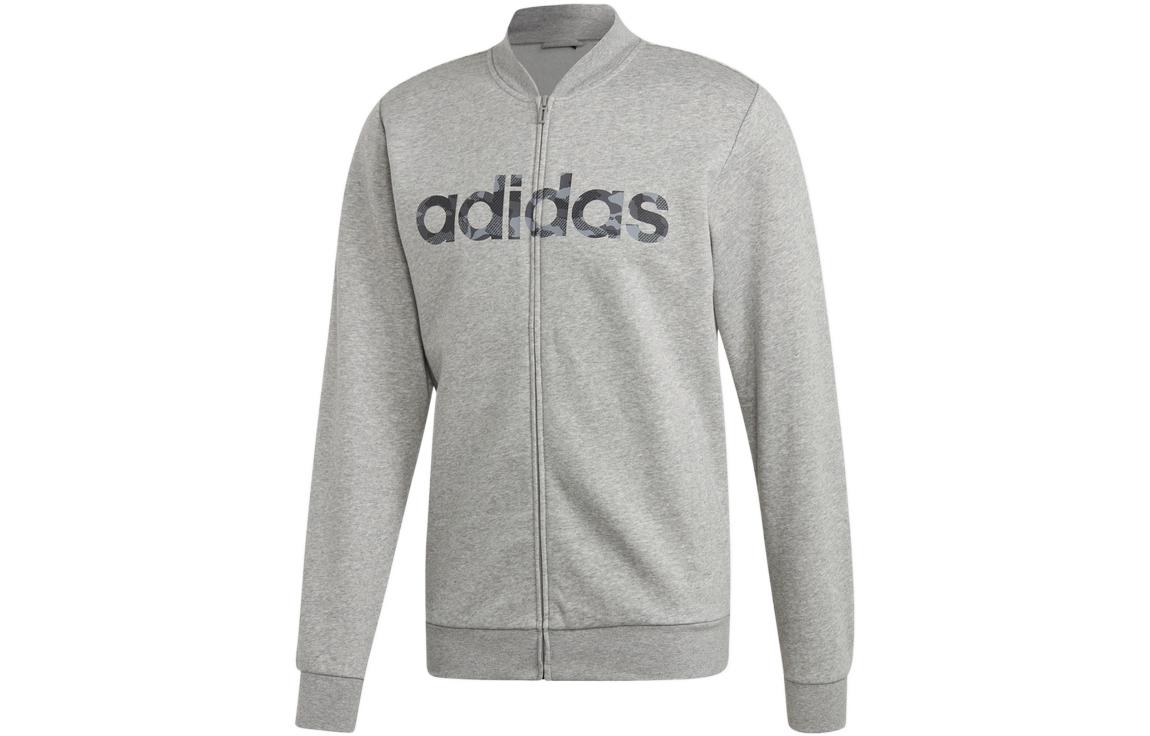 adidas Gray Fleece-Lined Logo Zip Jacket EI9742