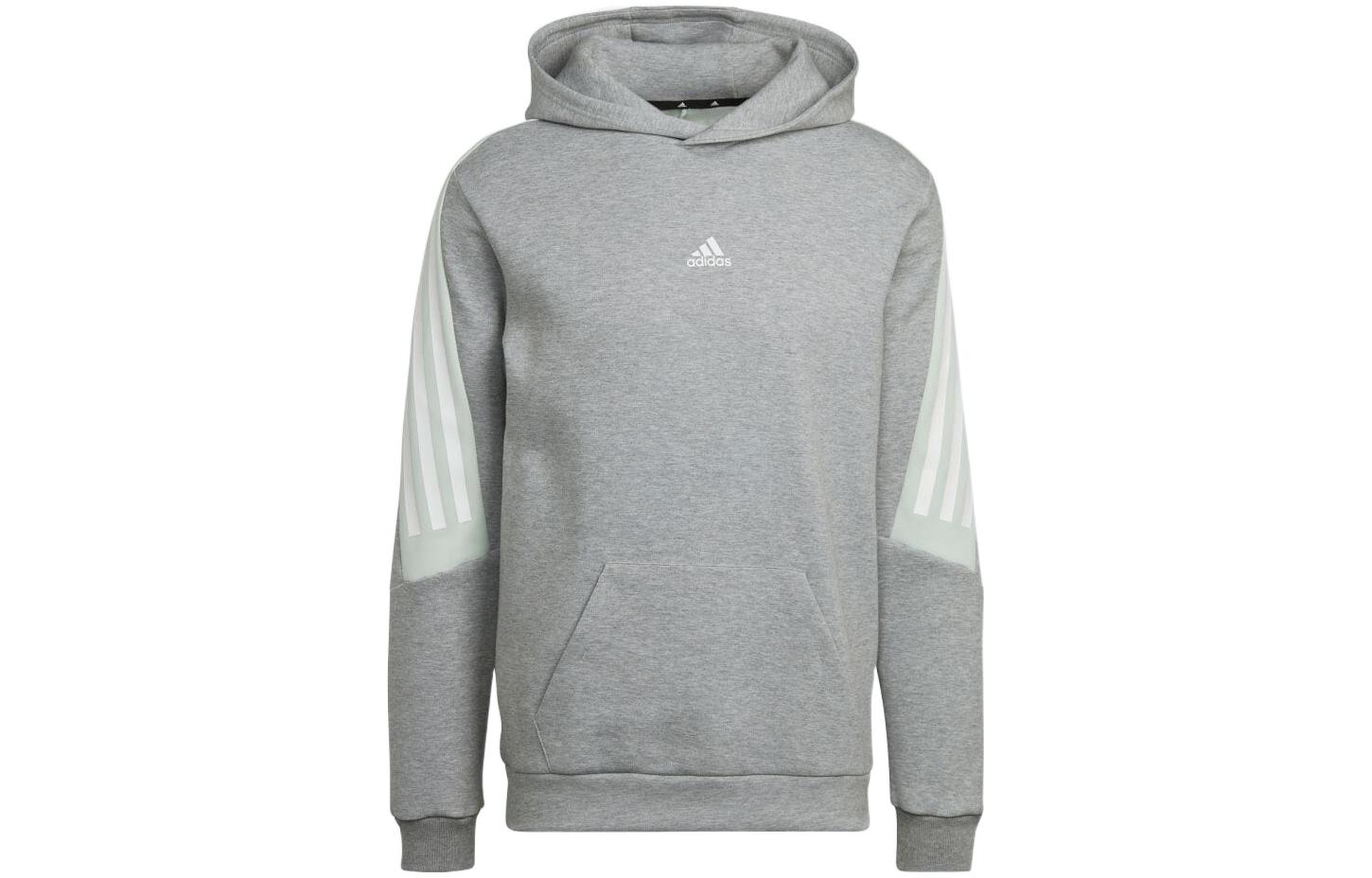 adidas Gray Hoodie with 3-Stripes Logo Graphic Print HL1969