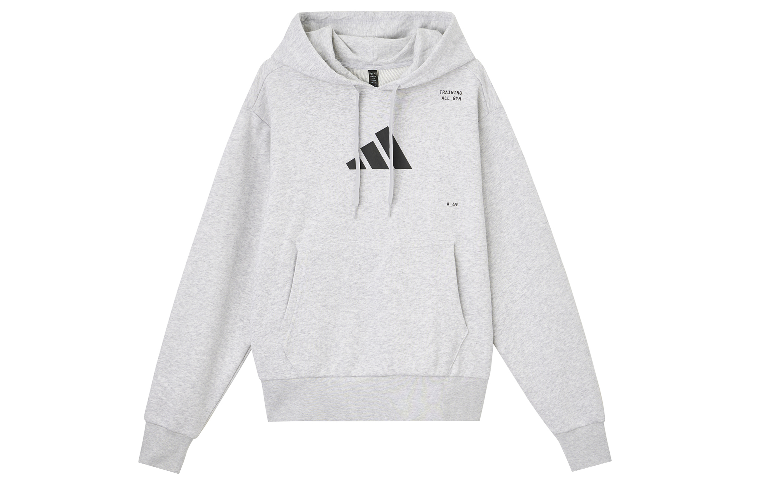 adidas Gray Hoodie with Back Letter Print Casual Style IS7104