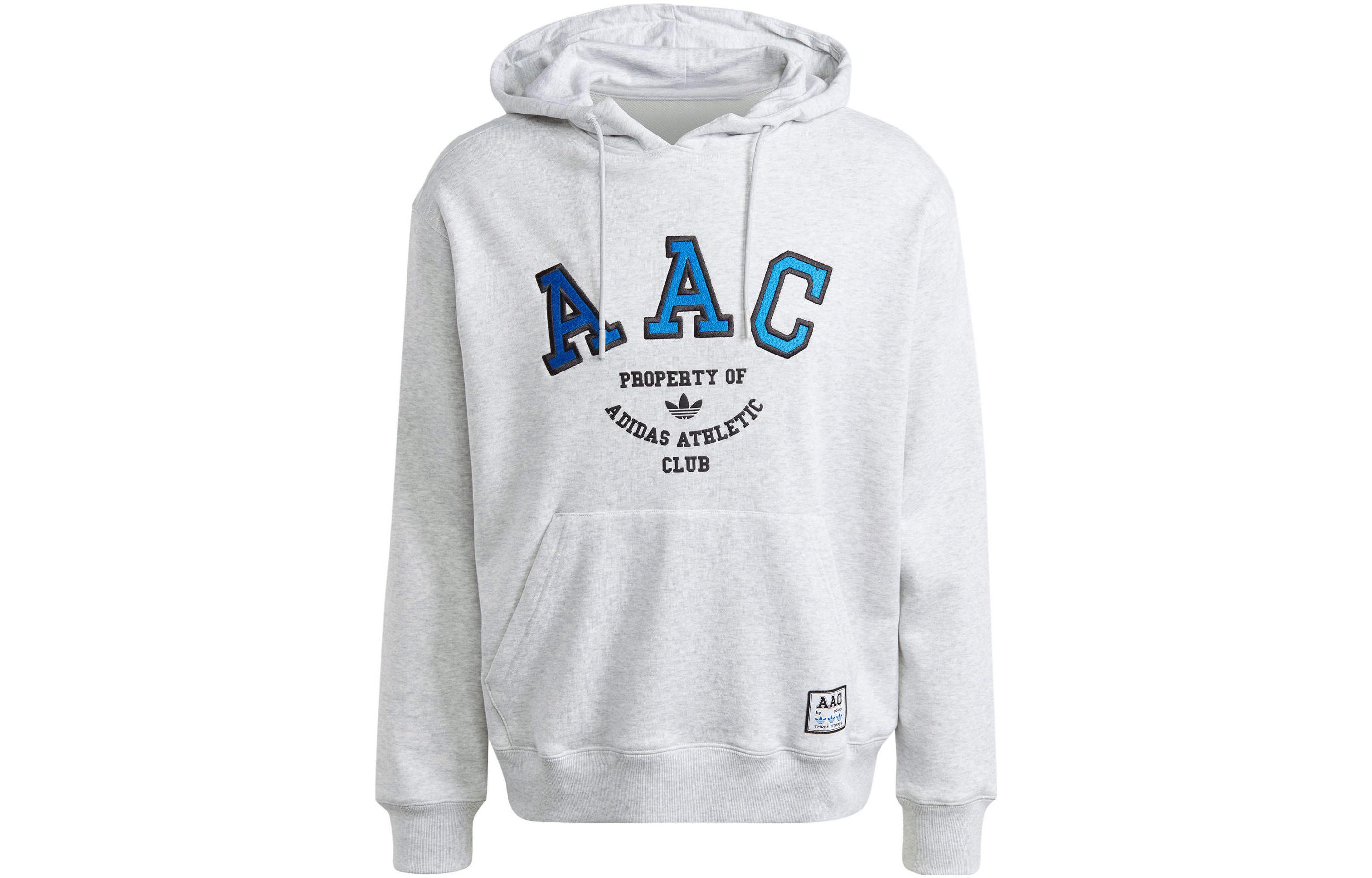 adidas Gray Hoodie with Bold Letter Print Long Sleeves Casual Wear IM4577